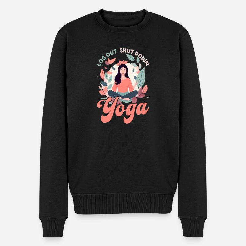 Lustiger Yoga-Liebhaber Abmelden Shut Down Yoga - Männer Premium Bio Pullover - Schwarz
