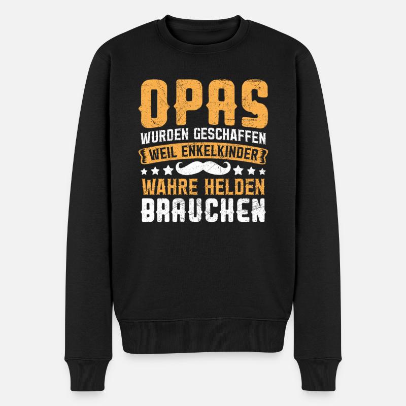 OPAS WURDEN GESCHAFFEN WEIL - Männer Premium Bio Pullover - Schwarz