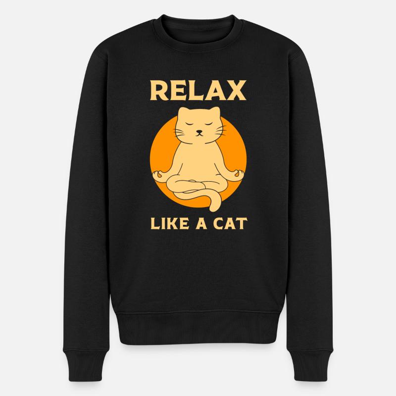 Relax like a cat Yoga funny Cats - Männer Premium Bio Pullover - Schwarz