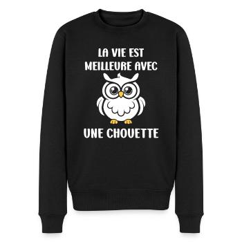 Netter Humor - Männer Premium Bio Pullover - Schwarz - Vorne - Nico (187cm)