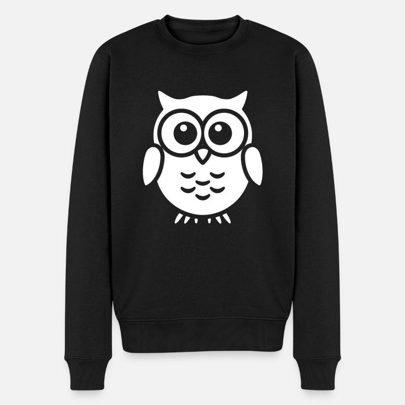 Eule - Männer Premium Bio Pullover - Schwarz