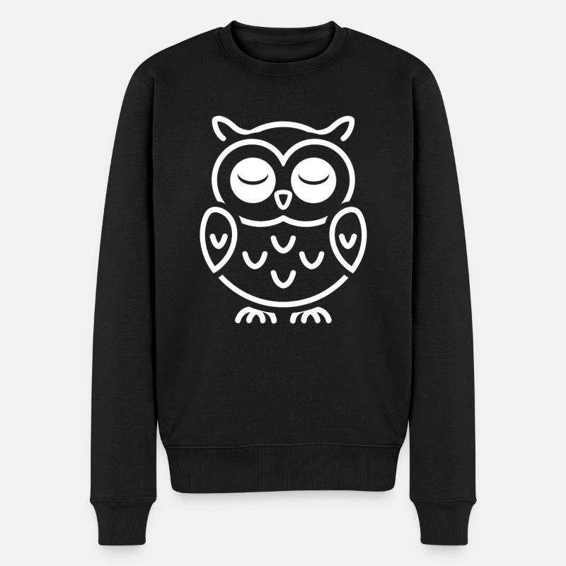 Eule - Männer Premium Bio Pullover - Schwarz