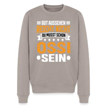 Ossi Ostdeutsch Ostdeutschland Osten Spruch - Männer Premium Bio Pullover - Taupe - Vorne - Nico (187cm)