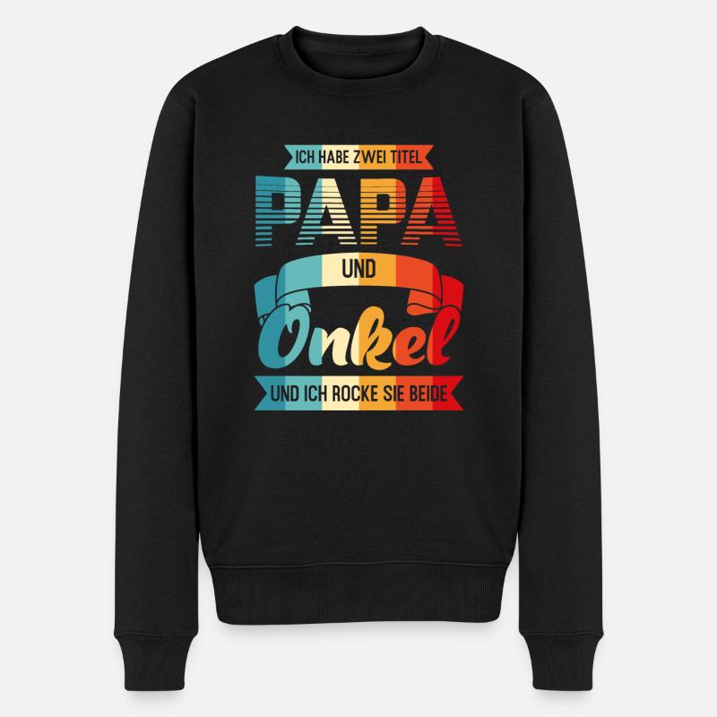 Papa & Onkel Familie Vater Geschenk - Männer Premium Bio Pullover - Schwarz