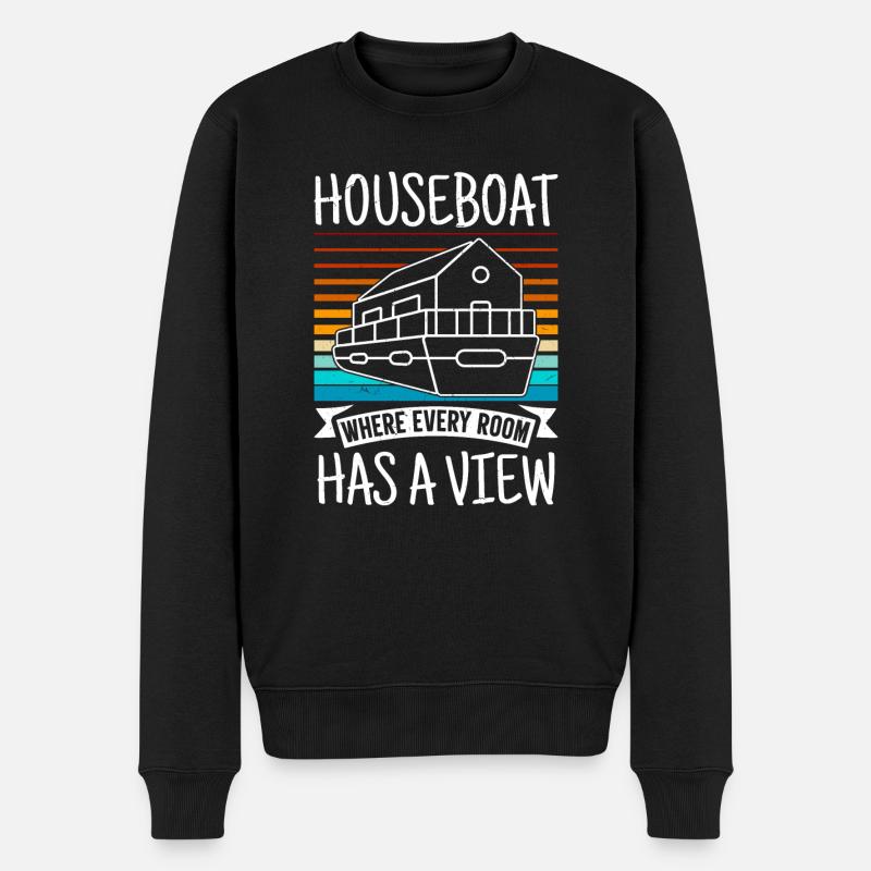 Witziger Hausboot Spruch - Männer Premium Bio Pullover - Schwarz