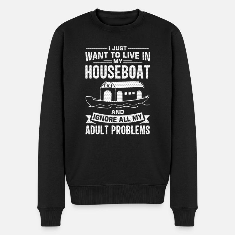 Witziger Hausboot Spruch - Männer Premium Bio Pullover - Schwarz