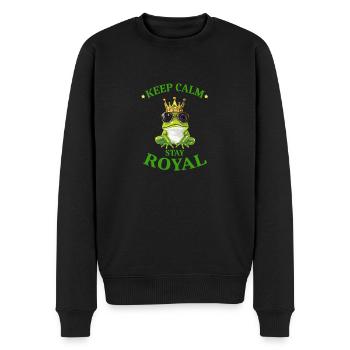 Royaler Frosch mit Krone und Sonnenbrille - Keep - Männer Premium Bio Pullover - Schwarz - Vorne - Nico (187cm)