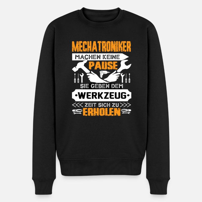 Mechatroniker Machen Keine Pause - Männer Premium Bio Pullover - Schwarz