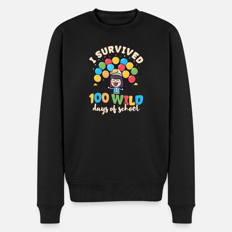 100 Tage in der Schule 100 wilde Tage überlebt - Männer Premium Bio Pullover - Schwarz