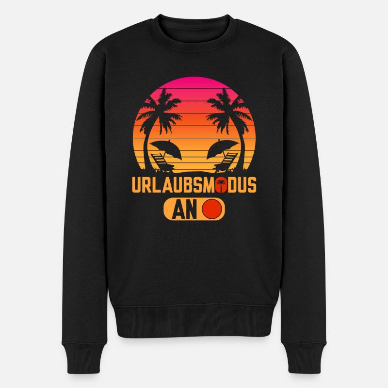 Urlaubsmodus an lustige Urlaub Sprüche - Männer Premium Bio Pullover - Schwarz