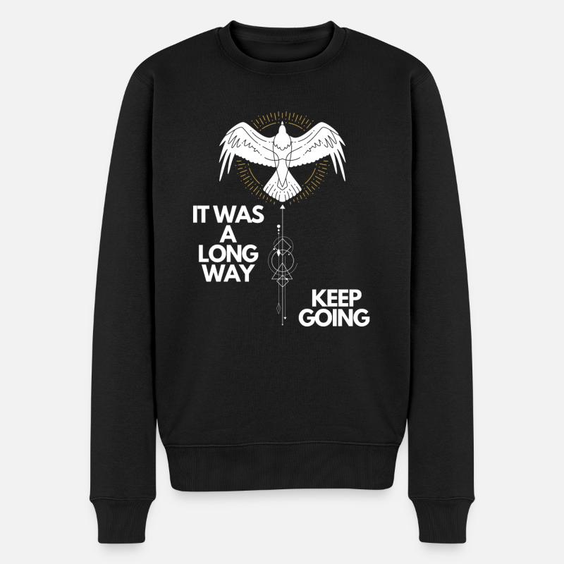 Keep going Nordisches Motivations Design - Männer Premium Bio Pullover - Schwarz