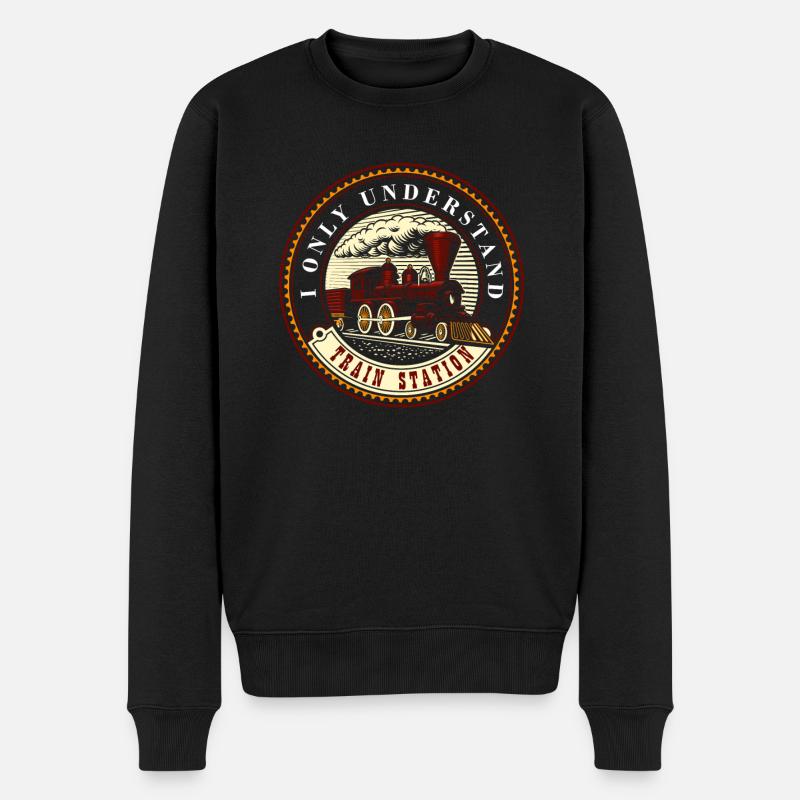 Modellbauer, Modelleisenbahn, Modelllokomotive - Männer Premium Bio Pullover - Schwarz
