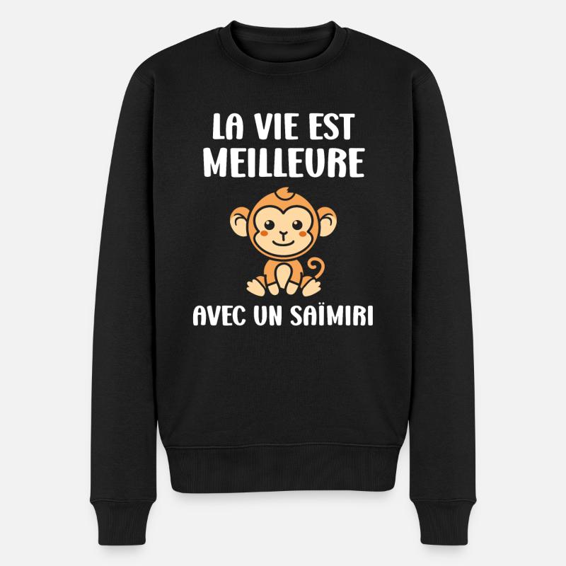 Singe Saïmiri - Pull Premium bio Homme - noir