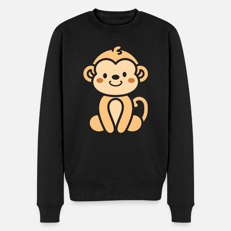Affe - Männer Premium Bio Pullover - Schwarz