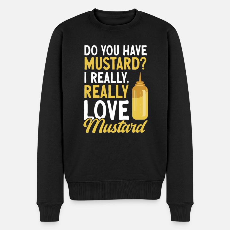 Senf Mustard - Männer Premium Bio Pullover - Schwarz