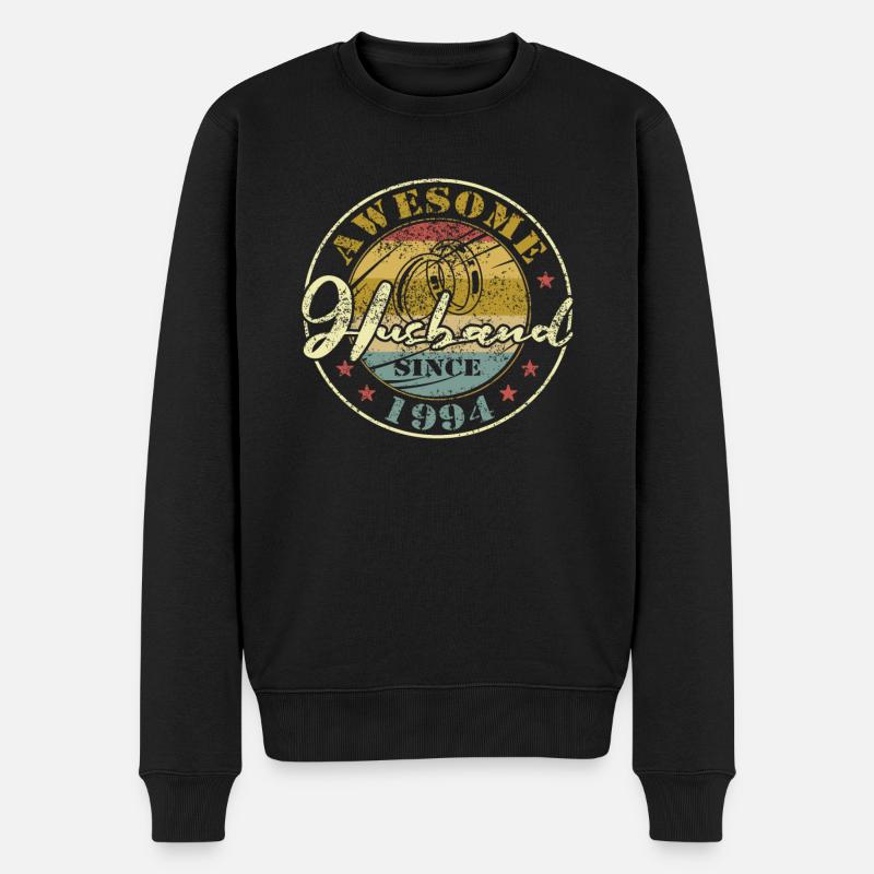 30ter Hochzeitstag toller Ehemann seit 1994 Retro - Männer Premium Bio Pullover - Schwarz