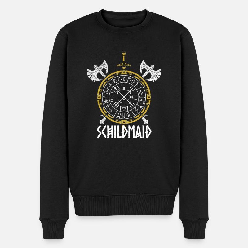 Schildmaid Stärke und Stolz der Wikingerfrauen - Männer Premium Bio Pullover - Schwarz