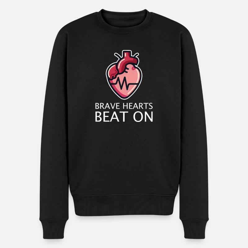 KHK-Bewusstsein Mutige Herzen schlagen weiter - Männer Premium Bio Pullover - Schwarz