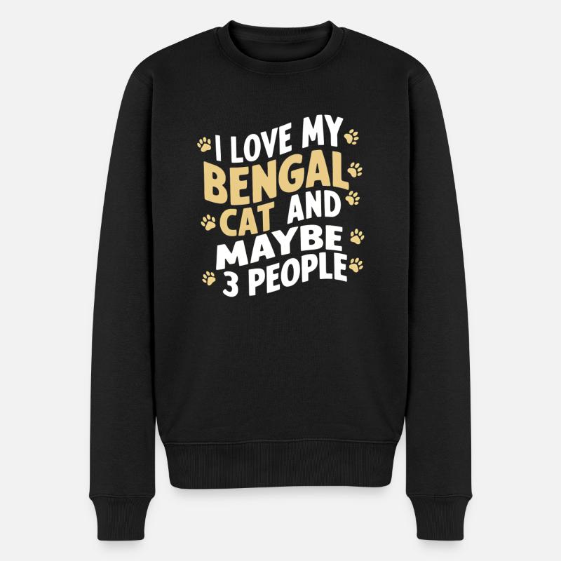 Katze Bengal Geschenk - Männer Premium Bio Pullover - Schwarz