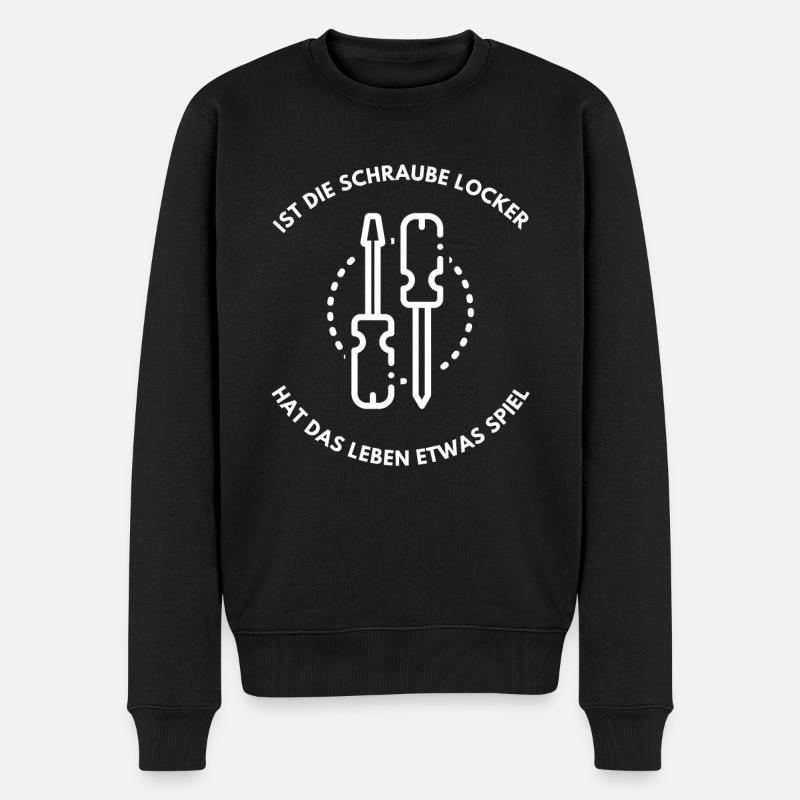 Hast du eine Schraube locker Lustiger Spruch - Männer Premium Bio Pullover - Schwarz
