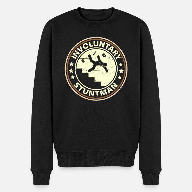 Unfreiwilliger Stuntman - Männer Premium Bio Pullover - Schwarz