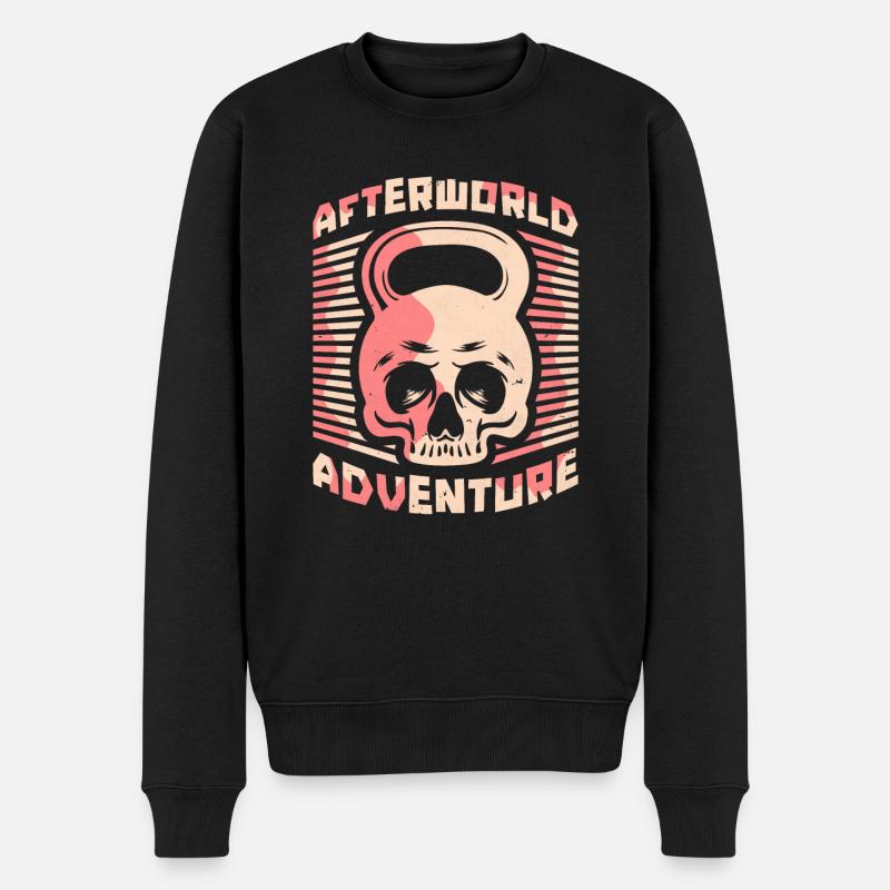 Kettlebell Schädel Afterworld Adventure - Männer Premium Bio Pullover - Schwarz