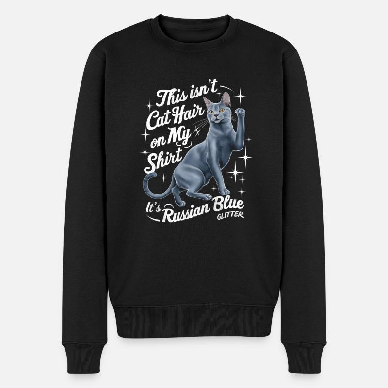 Katze Russisch Blau Geschenk - Männer Premium Bio Pullover - Schwarz