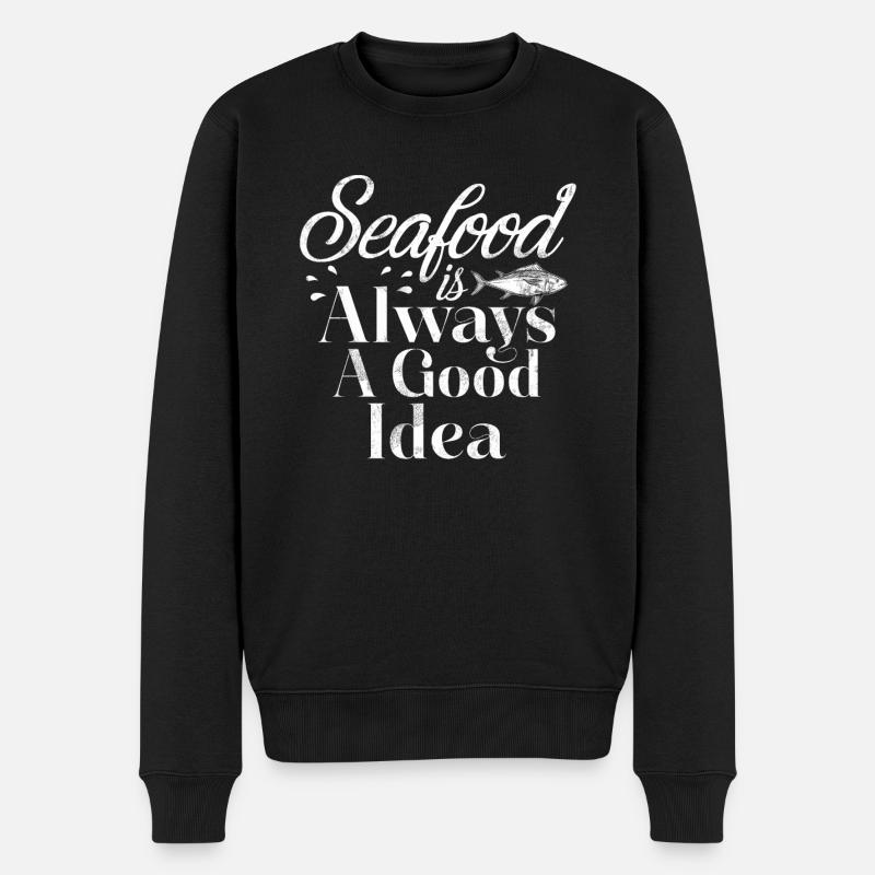 Seafood Lover Gift - Männer Premium Bio Pullover - Schwarz