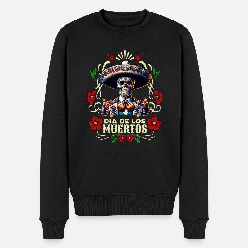 Dia De Los Muertos Farbenfrohes - Männer Premium Bio Pullover - Schwarz