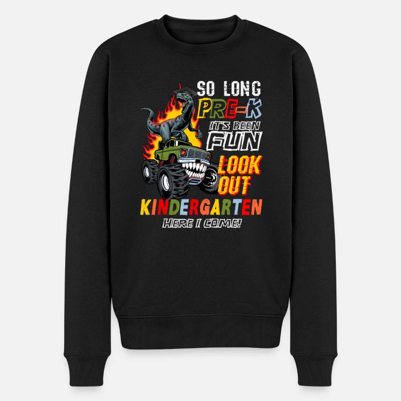 Kindergarten Geschenk Dinosaurier Dino Skateboard - Männer Premium Bio Pullover - Schwarz