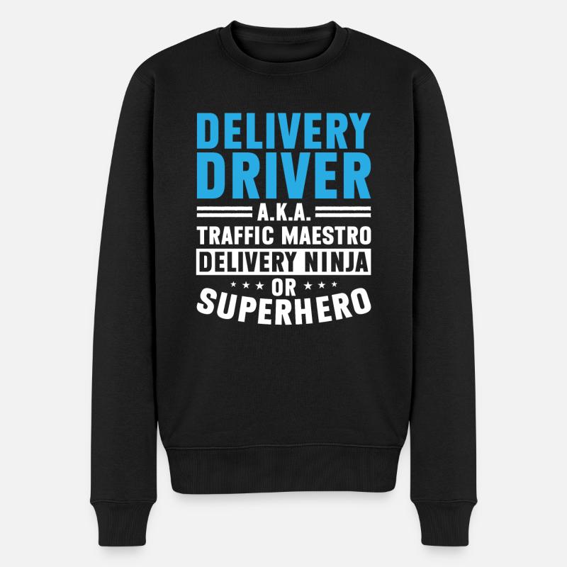 Lieferant Paket Lieferung - Männer Premium Bio Pullover - Schwarz