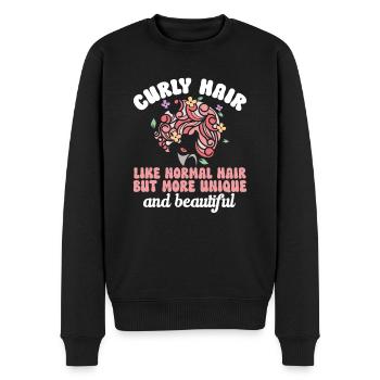 Curly Hair Afro Curls Natural Hair - Men's Premium Organic Jumper - black - Front - Nico (187cm)