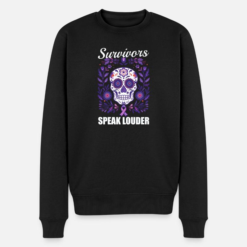 Überlebende häuslicher Gewalt sprechen lauter - Männer Premium Bio Pullover - Schwarz