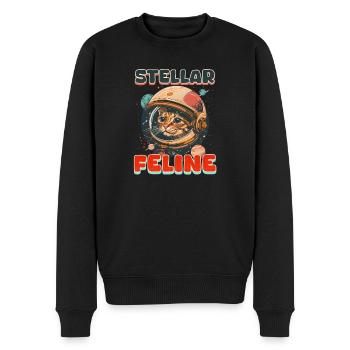 Chat astronaute Félin stellaire - Pull Premium bio Homme - noir - Devant - Nico (187cm)