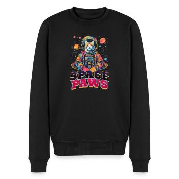 Chat astronaute pattes de l’espace - Pull Premium bio Homme - noir - Devant - Nico (187cm)