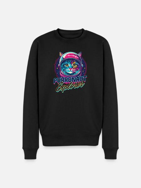 Cat Astronaut Purronaut Explorer - Men's Premium Organic Jumper - black