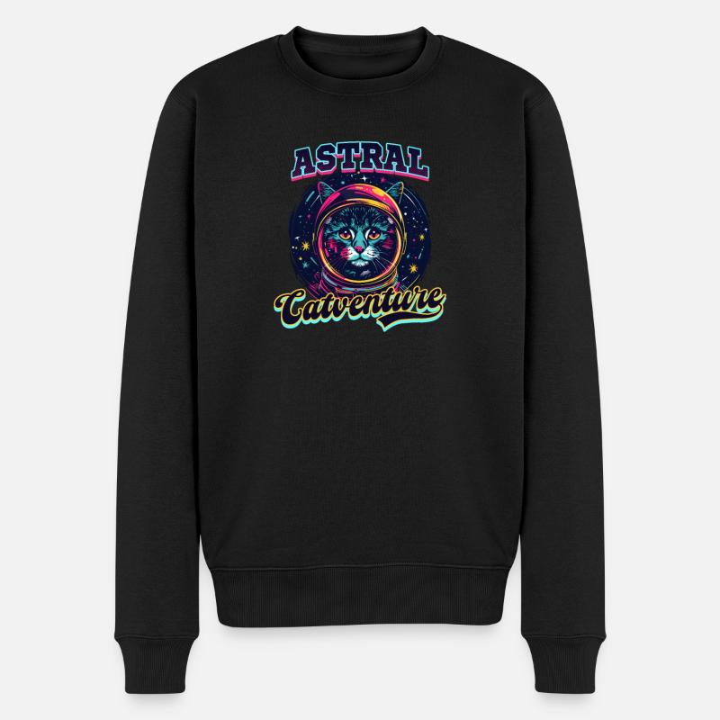 Katze Astronaut Astral Catventure - Männer Premium Bio Pullover - Schwarz