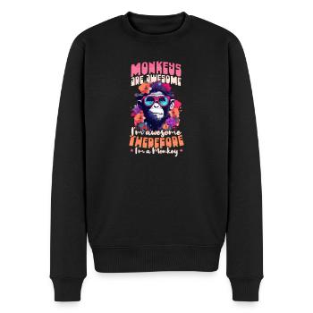 Affenliebhaber Affen sind großartig Ich bin Affe - Männer Premium Bio Pullover - Schwarz - Vorne - Nico (187cm)