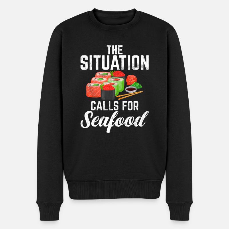 Seafood Lover Gift - Männer Premium Bio Pullover - Schwarz