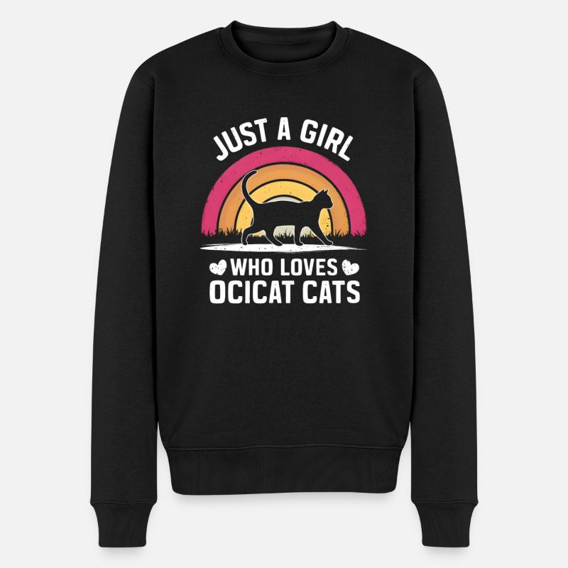 Katze Ocicat Geschenk - Männer Premium Bio Pullover - Schwarz