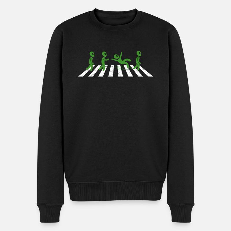 Aliens Crossing Road : un drôle de fans de science-fiction - Pull Premium bio Homme - noir