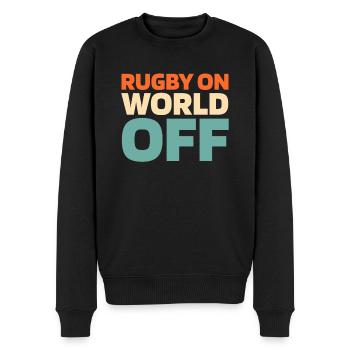 Rugby Rugby On World Off - Männer Premium Bio Pullover - Schwarz - Vorne - Nico (187cm)