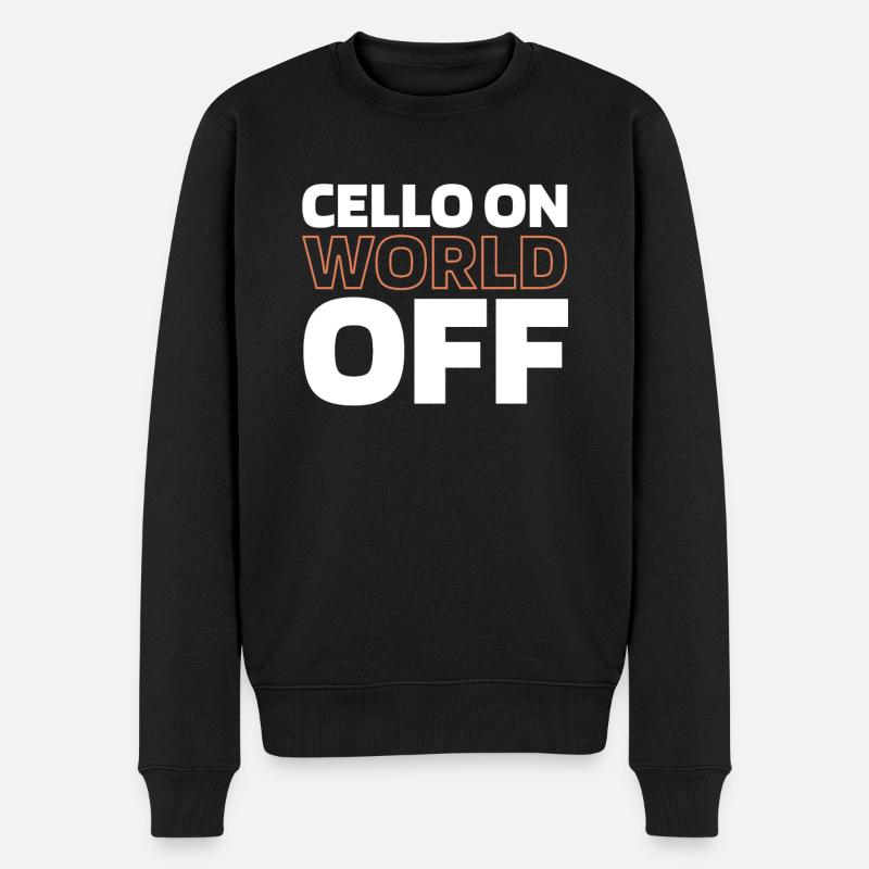 Cello Cellist Cello On World Off - Männer Premium Bio Pullover - Schwarz