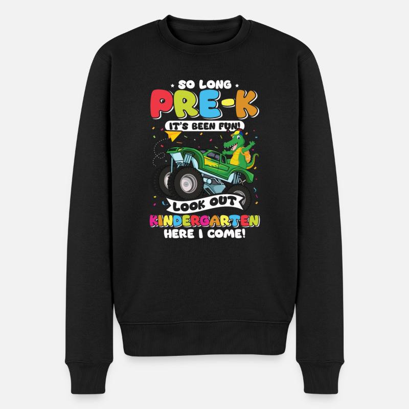 Kindergarten Geschenk Dinosaurier Dino Skateboard - Männer Premium Bio Pullover - Schwarz