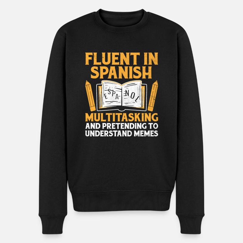 Fremdsprachenlehrer Schule Sprachlehrer - Männer Premium Bio Pullover - Schwarz