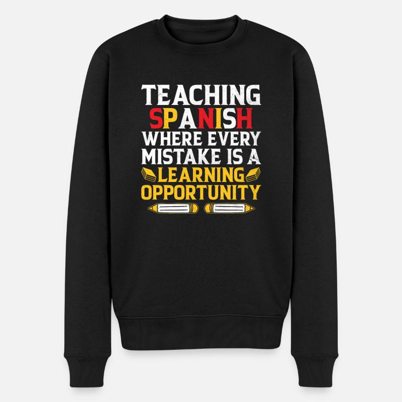 Fremdsprachenlehrer Schule Sprachlehrer - Männer Premium Bio Pullover - Schwarz