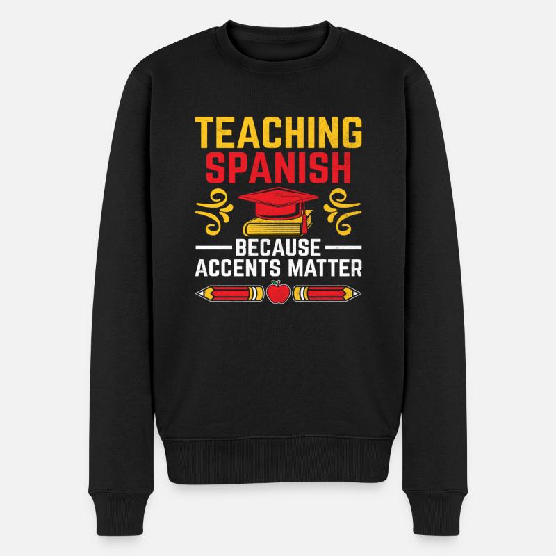 Fremdsprachenlehrer Schule Sprachlehrer - Männer Premium Bio Pullover - Schwarz
