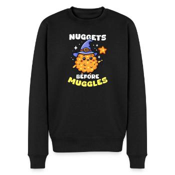 Chicken Nugget Nuggets vor Muggeln - Männer Premium Bio Pullover - Schwarz - Vorne - Nico (187cm)