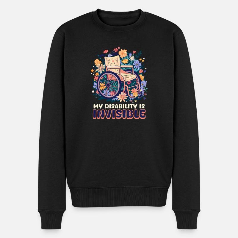 Unsichtbare Behinderung Meine Behinderung ist unsichtbar - Männer Premium Bio Pullover - Schwarz