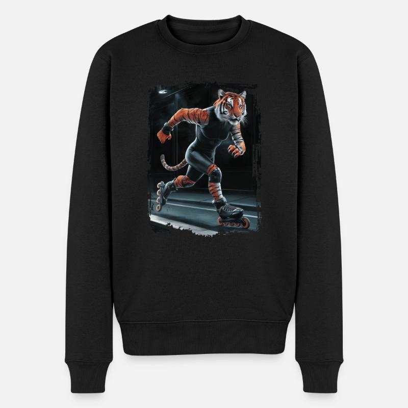 Tiger-Skating Geschenk - Männer Premium Bio Pullover - Schwarz
